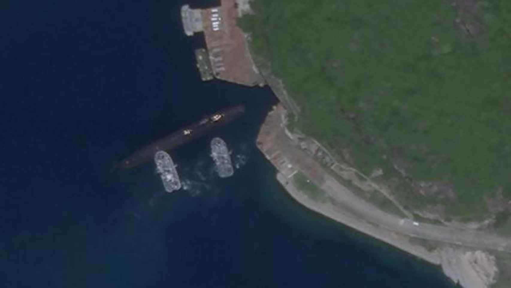 Submarino chino tipo 093, en una base en la isla de Hainan, zona en conflicto, en 2020.