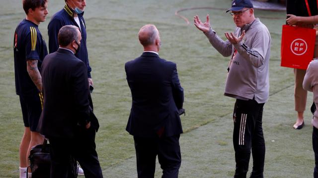 Janne Anderson, seleccionador sueco, en el Estadio de La Cartuja de Sevilla