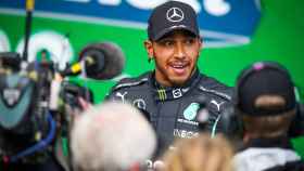 Lewis Hamilton en el Gran Premio de Brasil ante la prensa