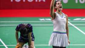 Carolina Marín celebra una victoria en Tailandia