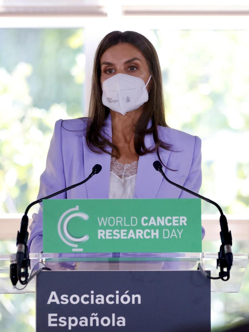 La reina Letizia durante su discurso en el Día Mundial contra el Cáncer.