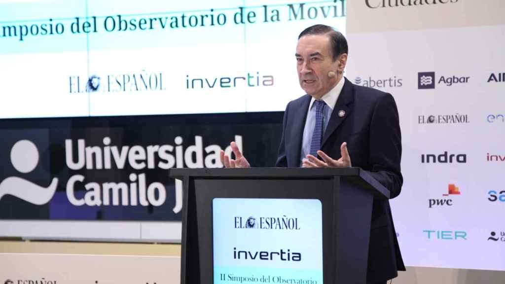 Pedro J. Ramírez, residente y director de EL ESPAÑOL, durante la inauguración del II Observatorio de la Movilidad