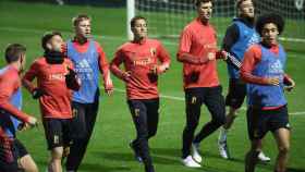 Eden Hazard, en un entrenamiento con la selección de Bélgica