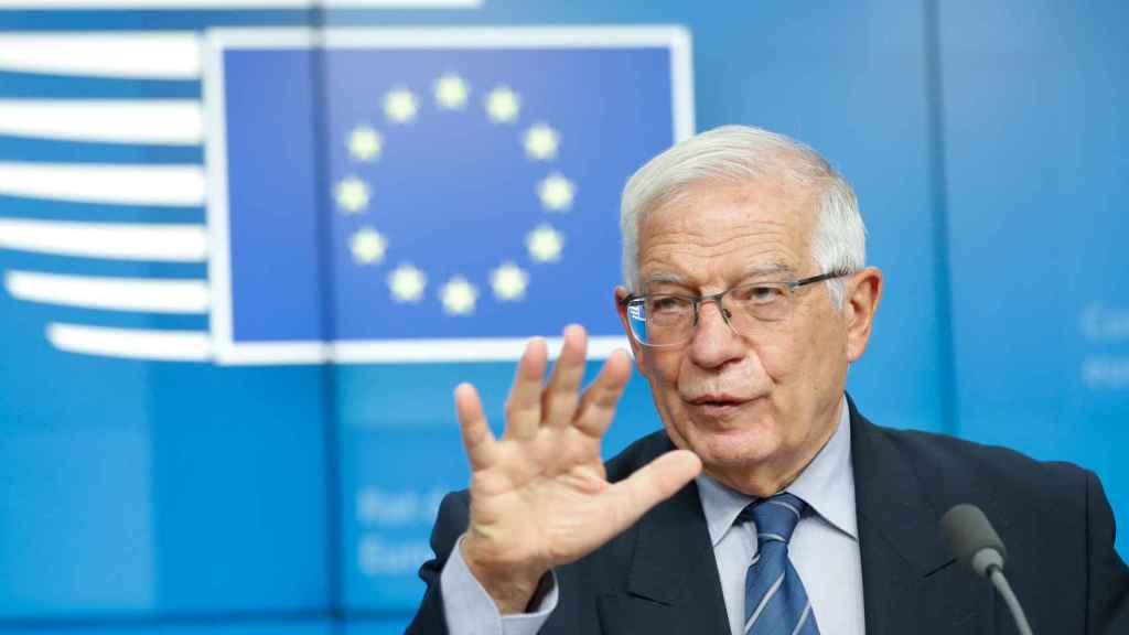 El jefe de la diplomacia europea, Josep Borrell, durante la rueda de prensa de este martes