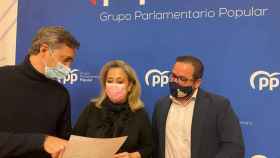 Los diputados del PP por Alicante: César Sánchez, Macarena Montesinos y Agustín Almodóbar