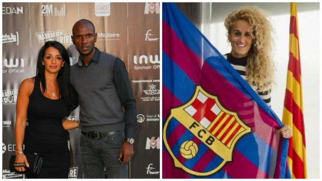 Eric Abidal y su esposa, en un collage con Kheira Hamraoui