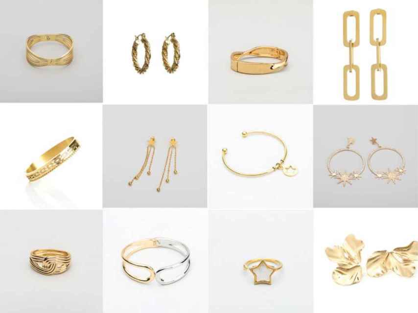 Estas son algunas de las joyas doradas que propone Alexah Jewelry en su catálogo.