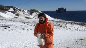 El investigador Miguel Motas en la Antártida.