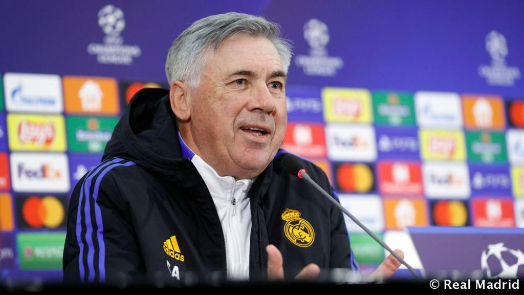 Carlo Ancelotti, en rueda de prensa de la Champions League