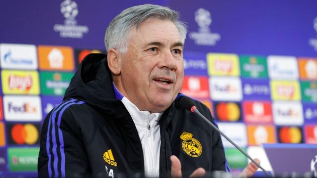 Carlo Ancelotti, en rueda de prensa de la Champions League