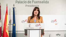 Blanca Fernández, consejera portavoz del Gobierno de Castilla-La Mancha, este martes en rueda de prensa