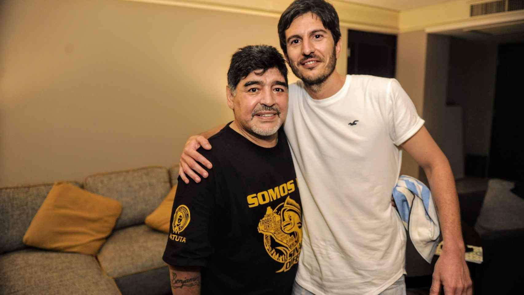 Mariano Verrina junto a Diego Armando Maradona, en Culiacán