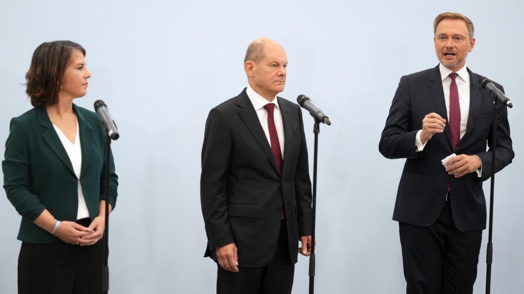 Los líderes de los verdes, el SPD y el FPD.