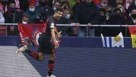 Junior Messias celebra su gol contra el Atlético de Madrid