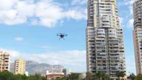 Un dron en un ensayo realizado por expertos de la Universidad Politécnica de Valencia.