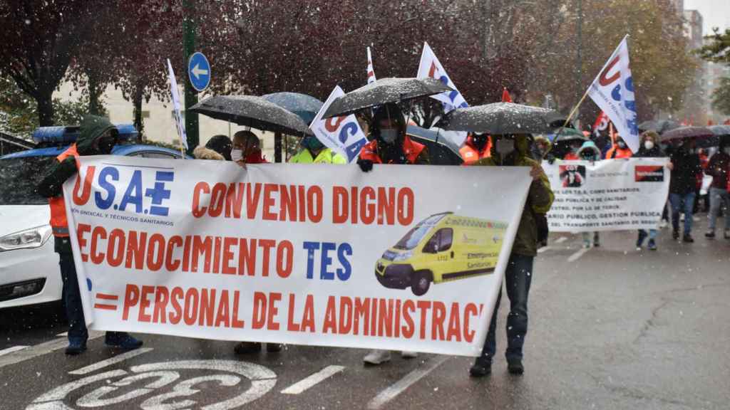 El transporte sanitario se manifiesta en Valladolid