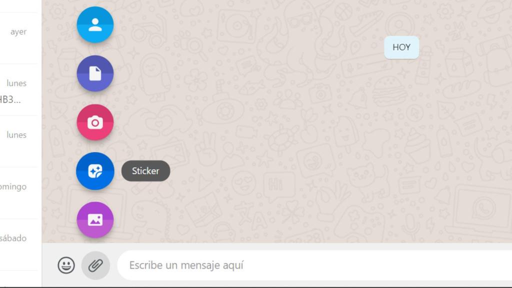 Botón para crear un sticker en WhatsApp