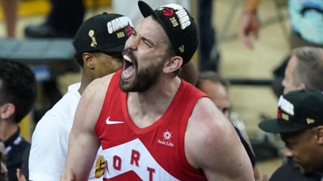 Marc Gasol tras ganar la NBA con Toronto Raptors en 2019. Foto: seleccionbaloncesto.es