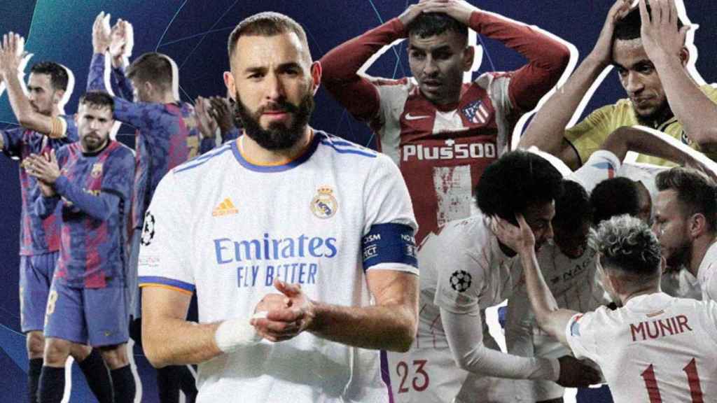 Fotomontaje de los equipos de La Liga en Champions League