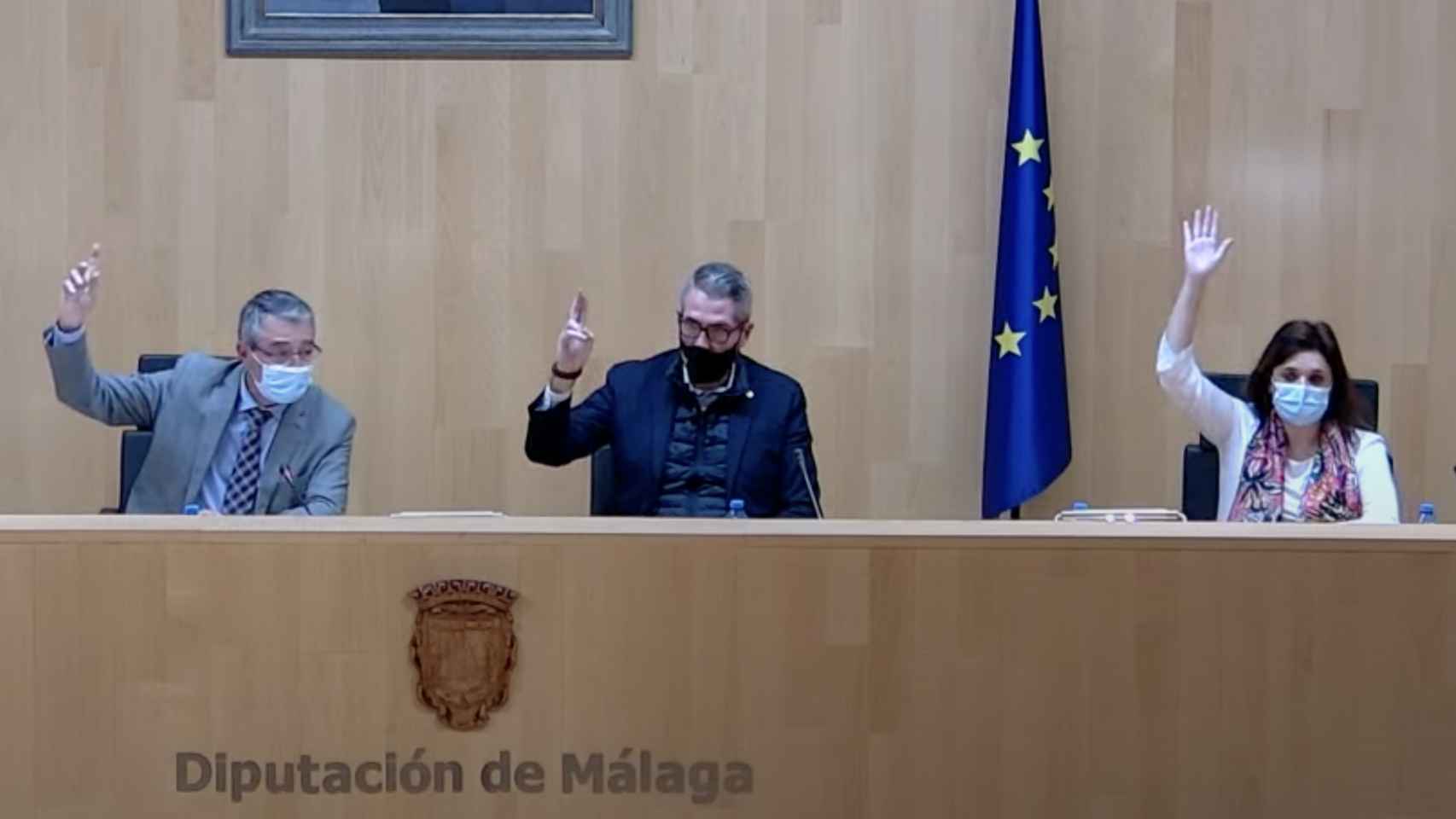 Francis Salado, Juan Carlos Maldonado y Marga del Cid votan a favor del presupuesto de la Diputación.