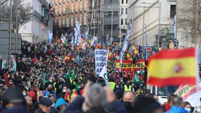 Manifestación en Madrid contra la derogación de la Ley Mordaza.