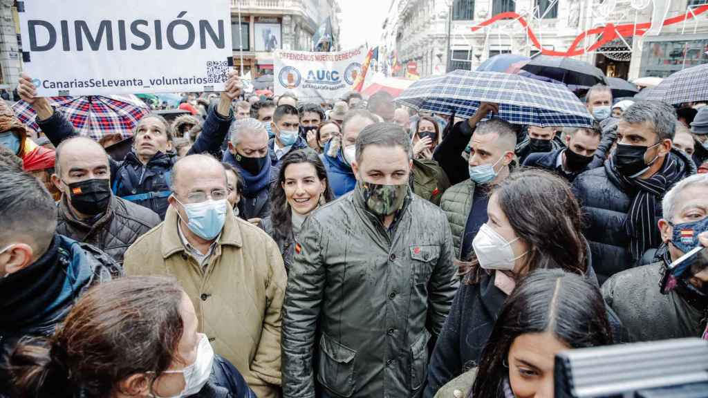 El presidente de Vox, Santiago Abascal, en la manifestación convocada por Jupol en Madrid.