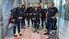 Los siete bomberos del Consorcio Provincial de Bomberos enviados a La Palma.
