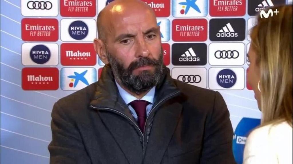 Monchi, en zona mixta del Santiago Bernabéu