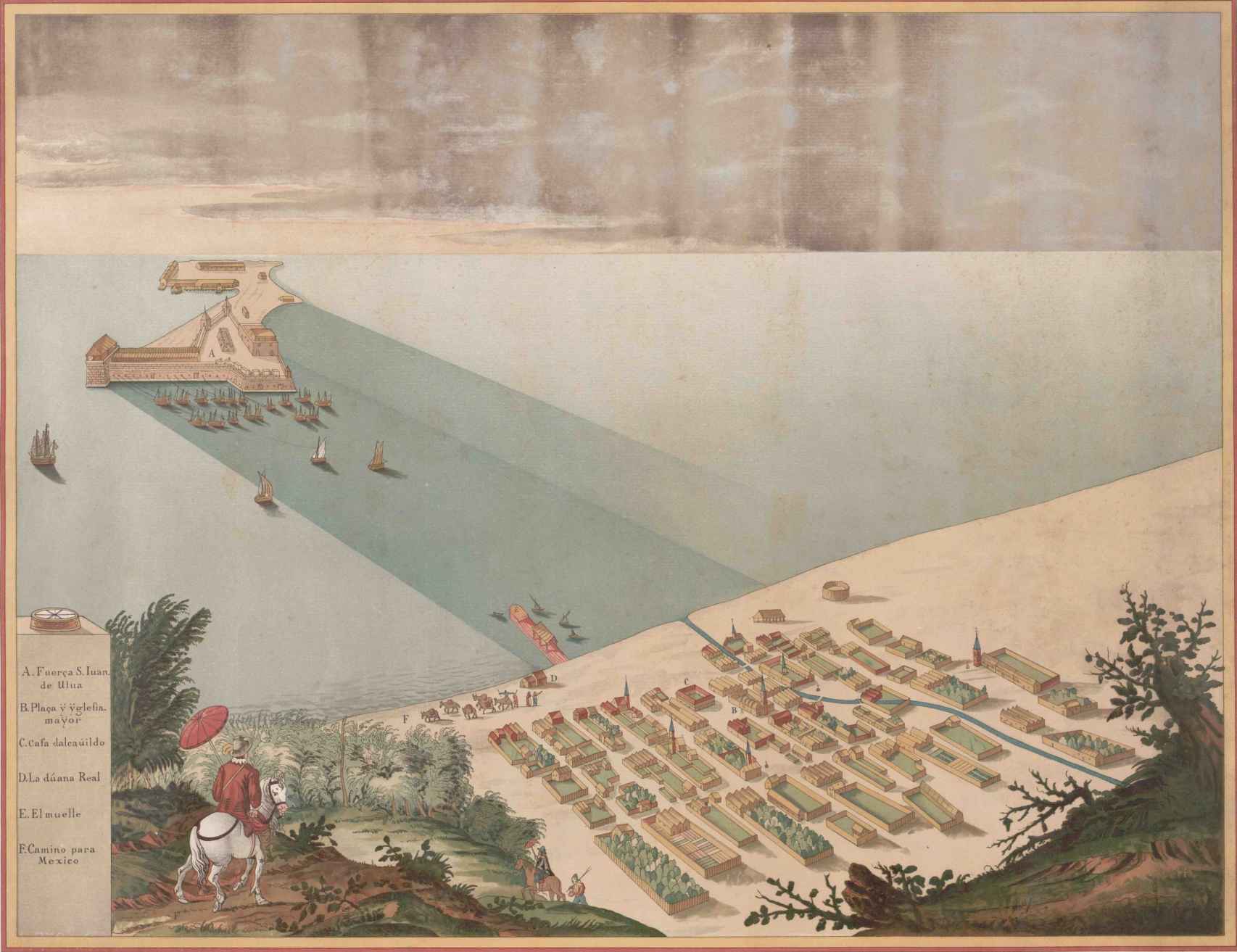 Puerto de Veracruz de Nueva España. Impresión de 1907 a partir de una pintura de Adrian Boot (1620).