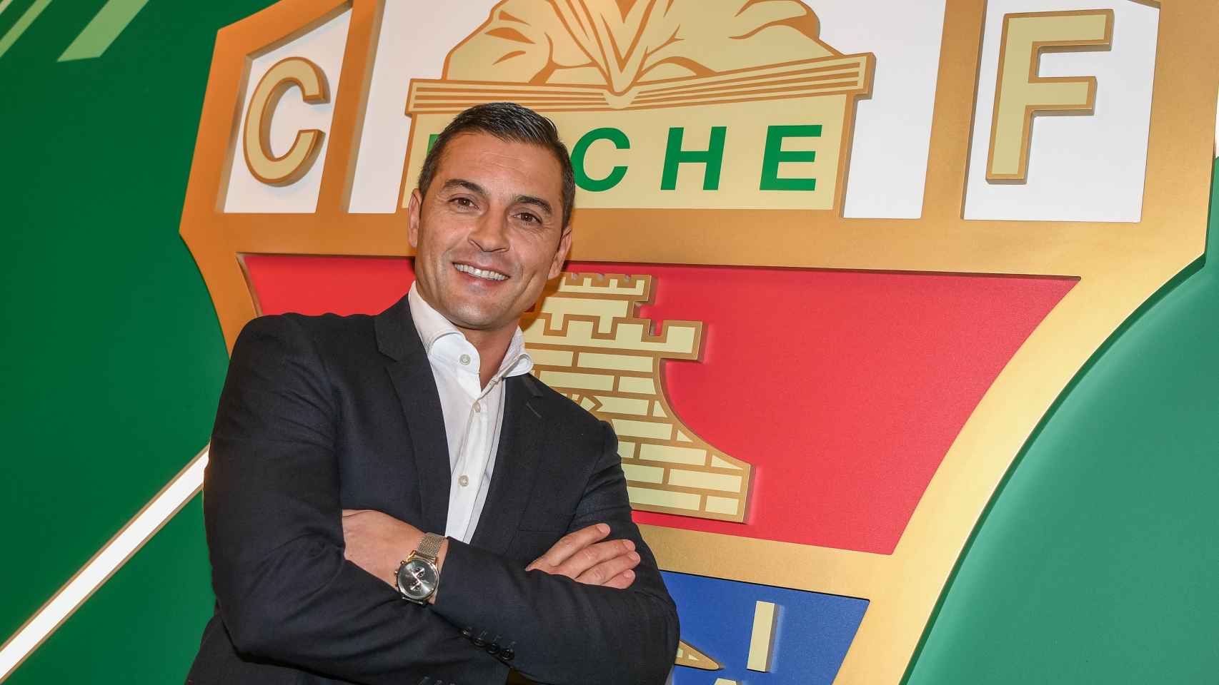 El nuevo entrenador del Elche, Francisco Rodríguez, este martes en el Martínez Valero.