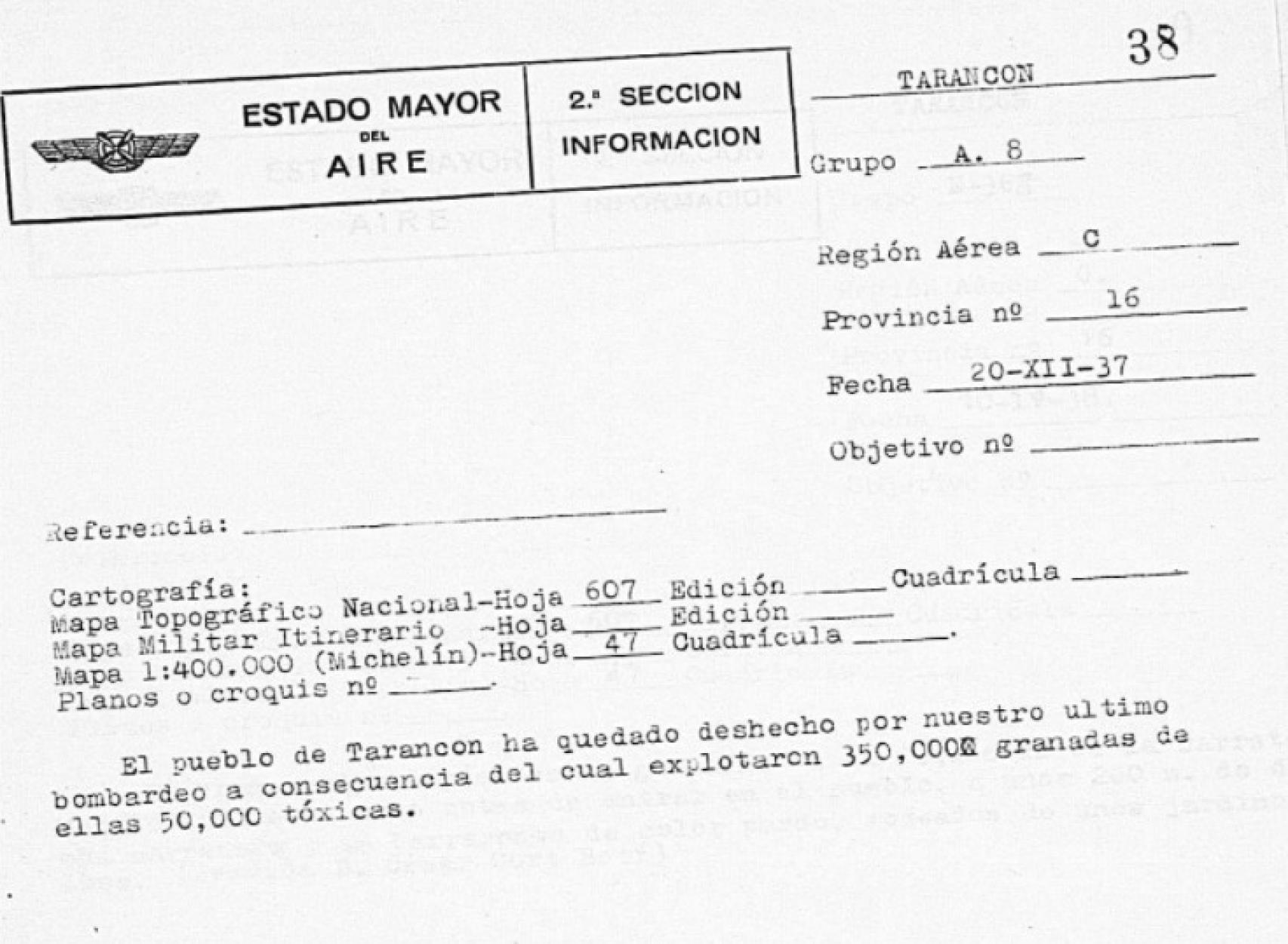 Información sobre el bombardeo