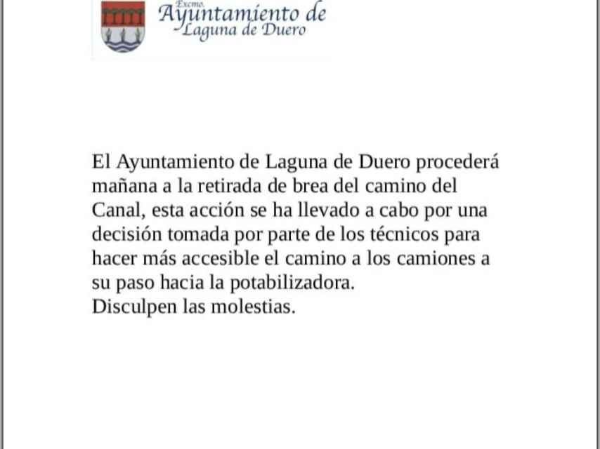 Comunicado del Ayuntamiento de Laguna de Duero