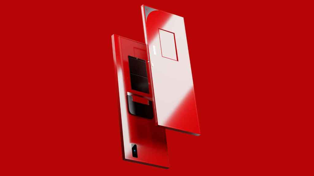 La puerta inteligente Yolodoor en rojo.