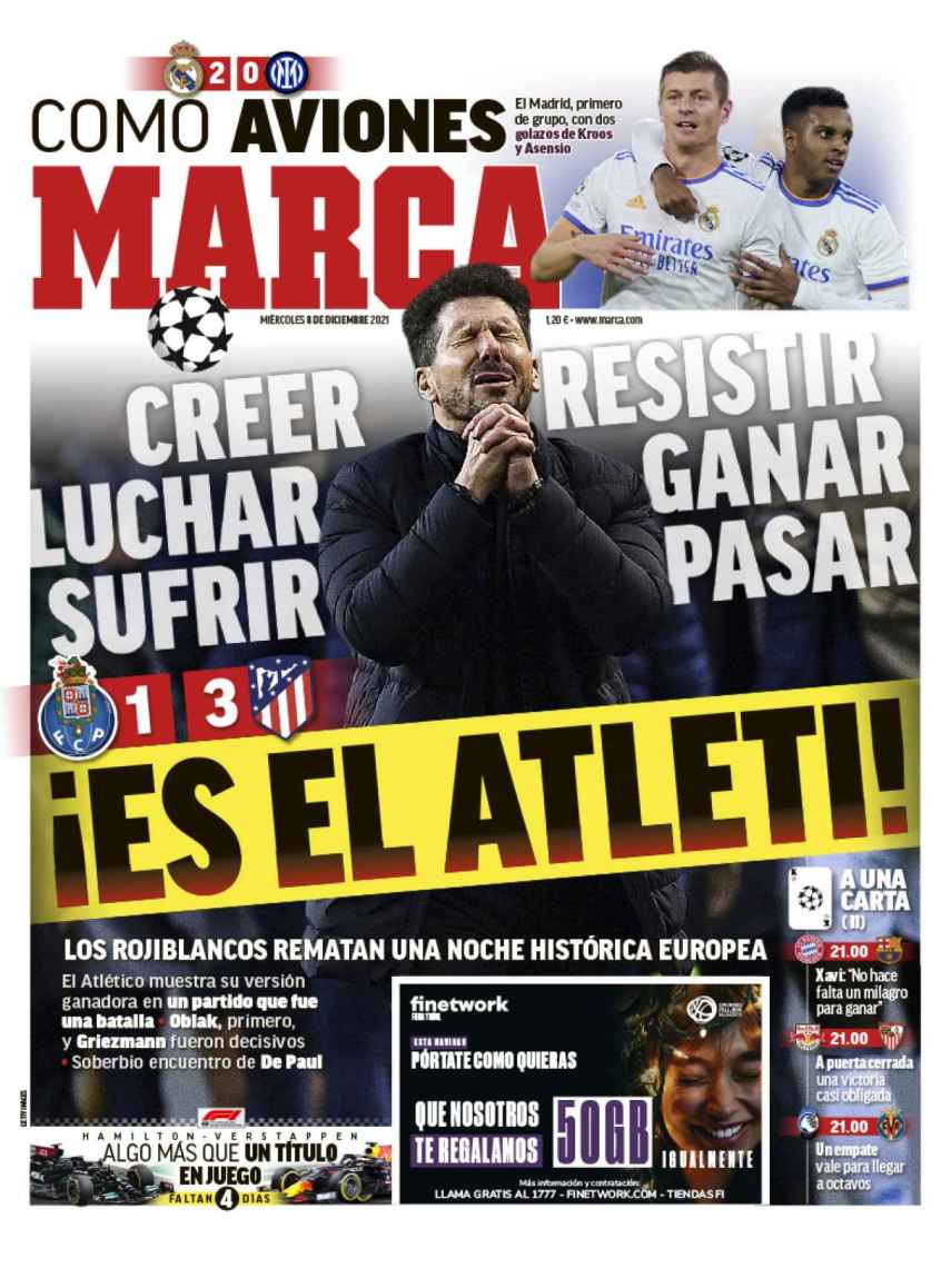 La portada del diario MARCA (08/12/2021)