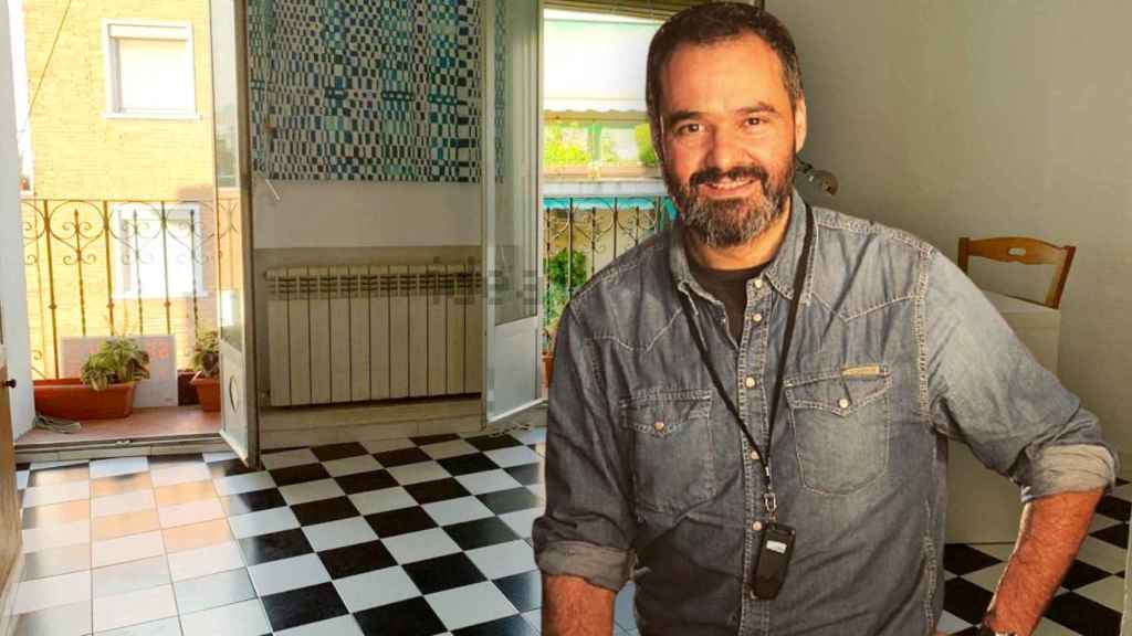 Antonio Pardo Sebastián, en un montaje de Jaleos con las fotografías de su piso más especial.