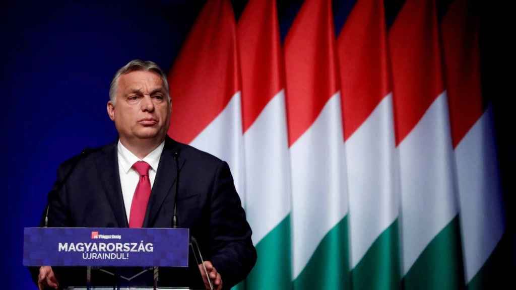 Viktor Orbán, durante una conferencia en Budapest, Hungría.