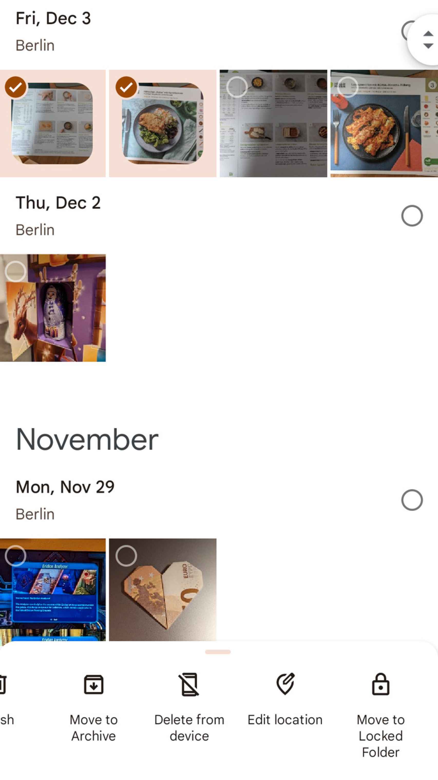 New Google Photos menu