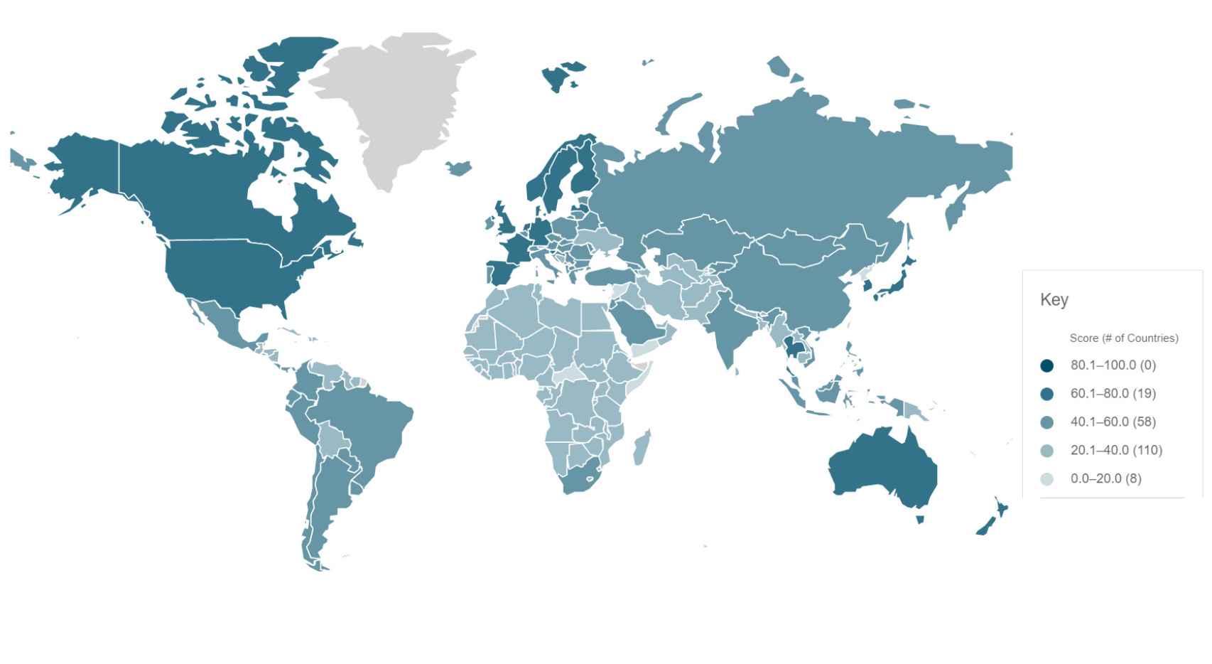 Mapa sobre los países mejor preparados ante una futura pandemia mundial.