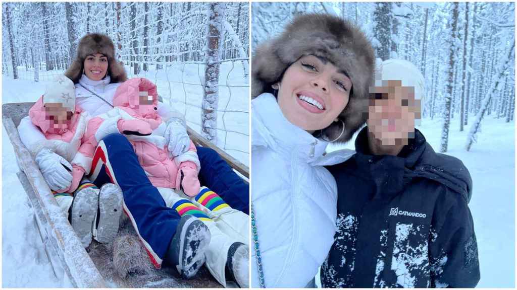 Georgina disfruta del ambiente nevado de la Laponia finlandesa con los hijos de Cristiano.