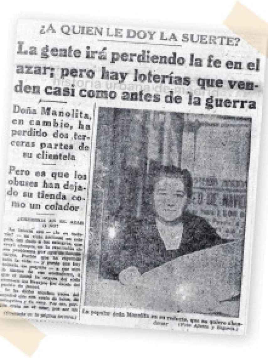 Doña Manolita en un periódico de la época.
