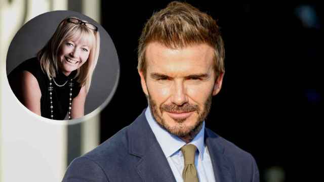 David Beckham y su madrastra, Hilary Meredith, en un montaje de JALEOS.