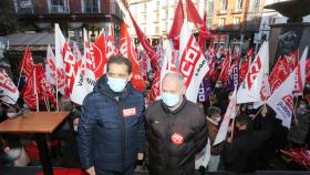 Vicente Andrés y Faustino Temprano, secretarios autonómicos de CCOO y UGT en una manifestación.