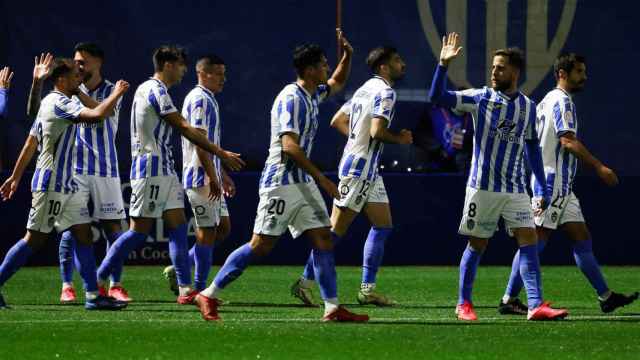 Los jugadores del Atlético Baleares celebran un gol al Getafe en la Copa del Rey 2021/2022