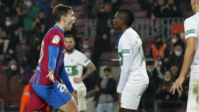 Nico González celebra su gol contra el Elche