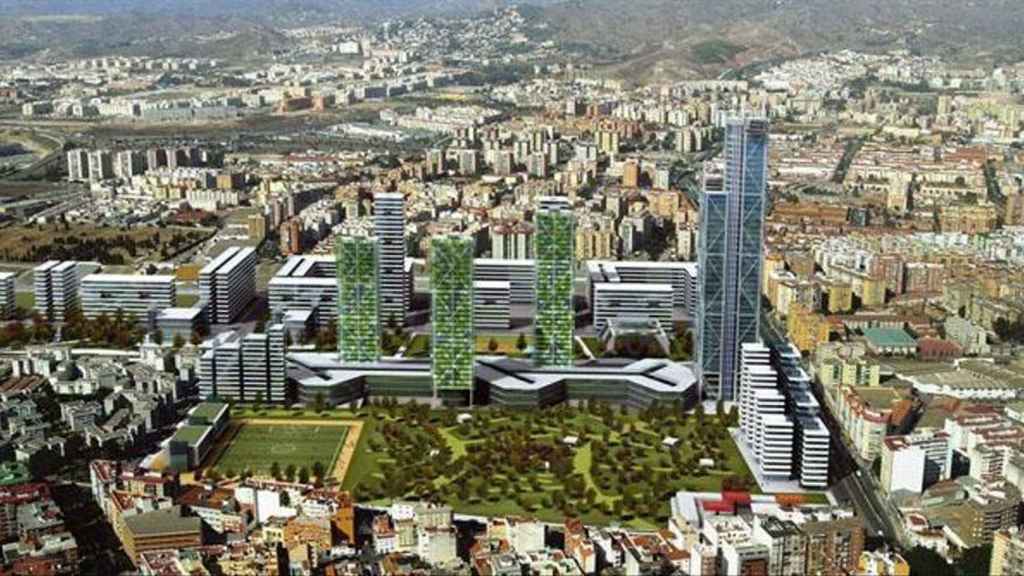 Infografía de los futuros desarrollos previstos en los suelos de Repsol, en Málaga capital.