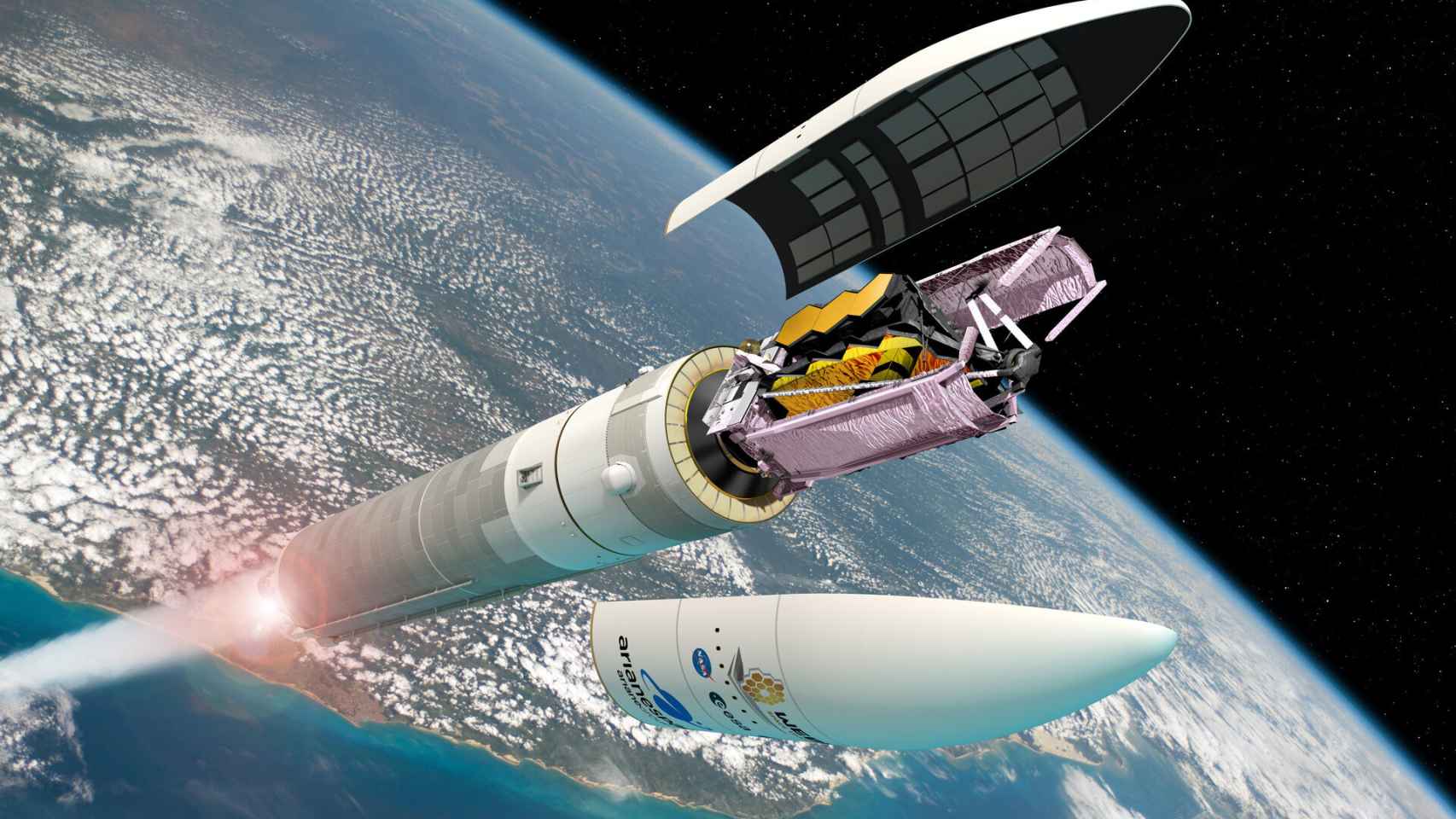 Recreación del Ariane 5 con el James Webb