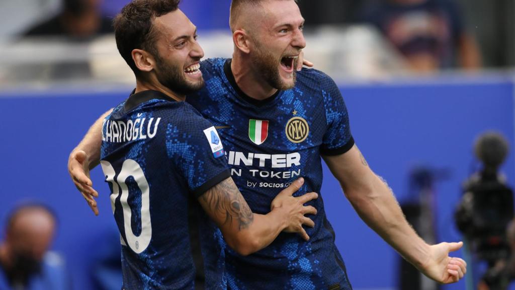 El Inter de Milan, con la publicidad de Socios en su camiseta.