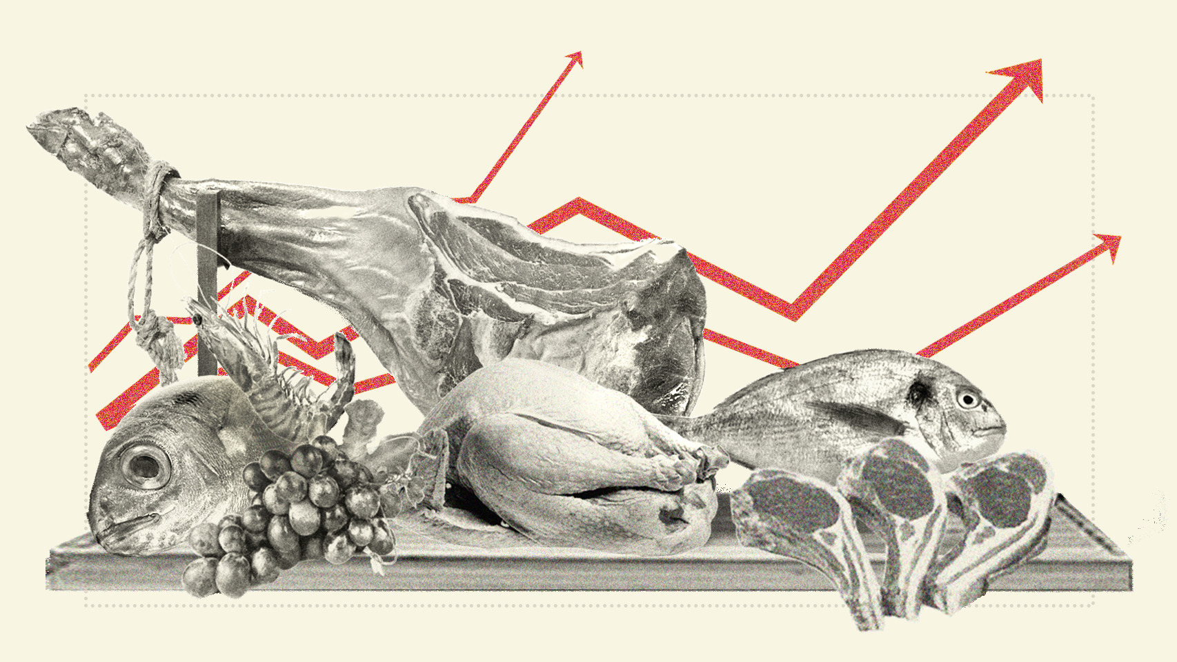 Ilustración sobre los alimentos más consumidos en Navidad.