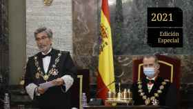 Felipe VI junto a Carlos Lesmes durante el acto de apertura del Año Judicial el pasado 6 de septiembre.