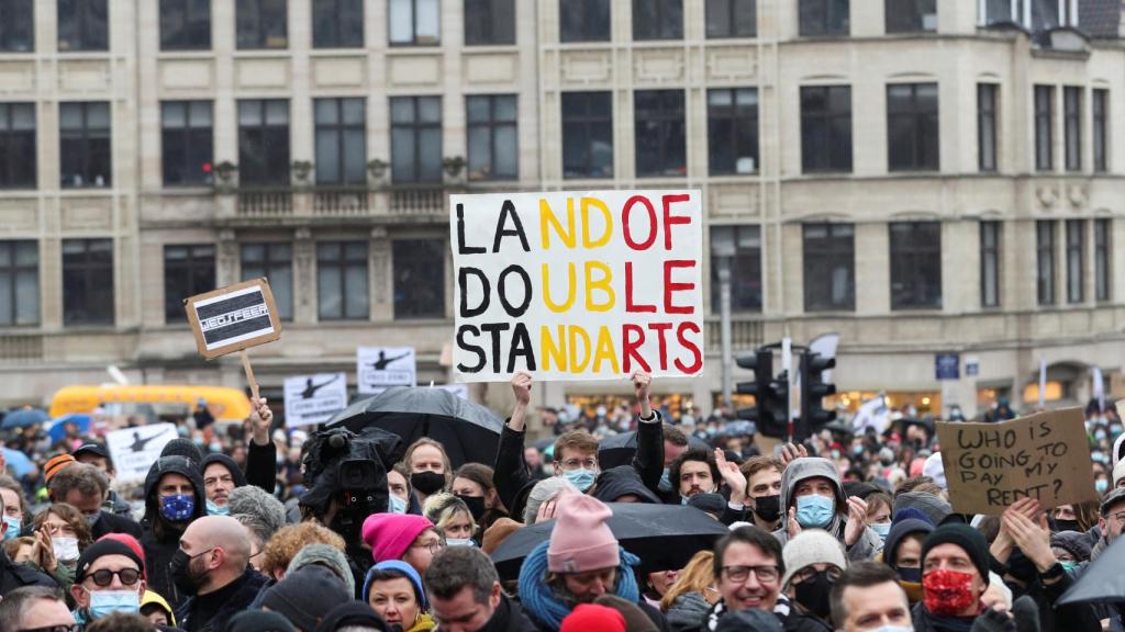 Thousands of protesters gathered in Brussels to protest these restrictions.